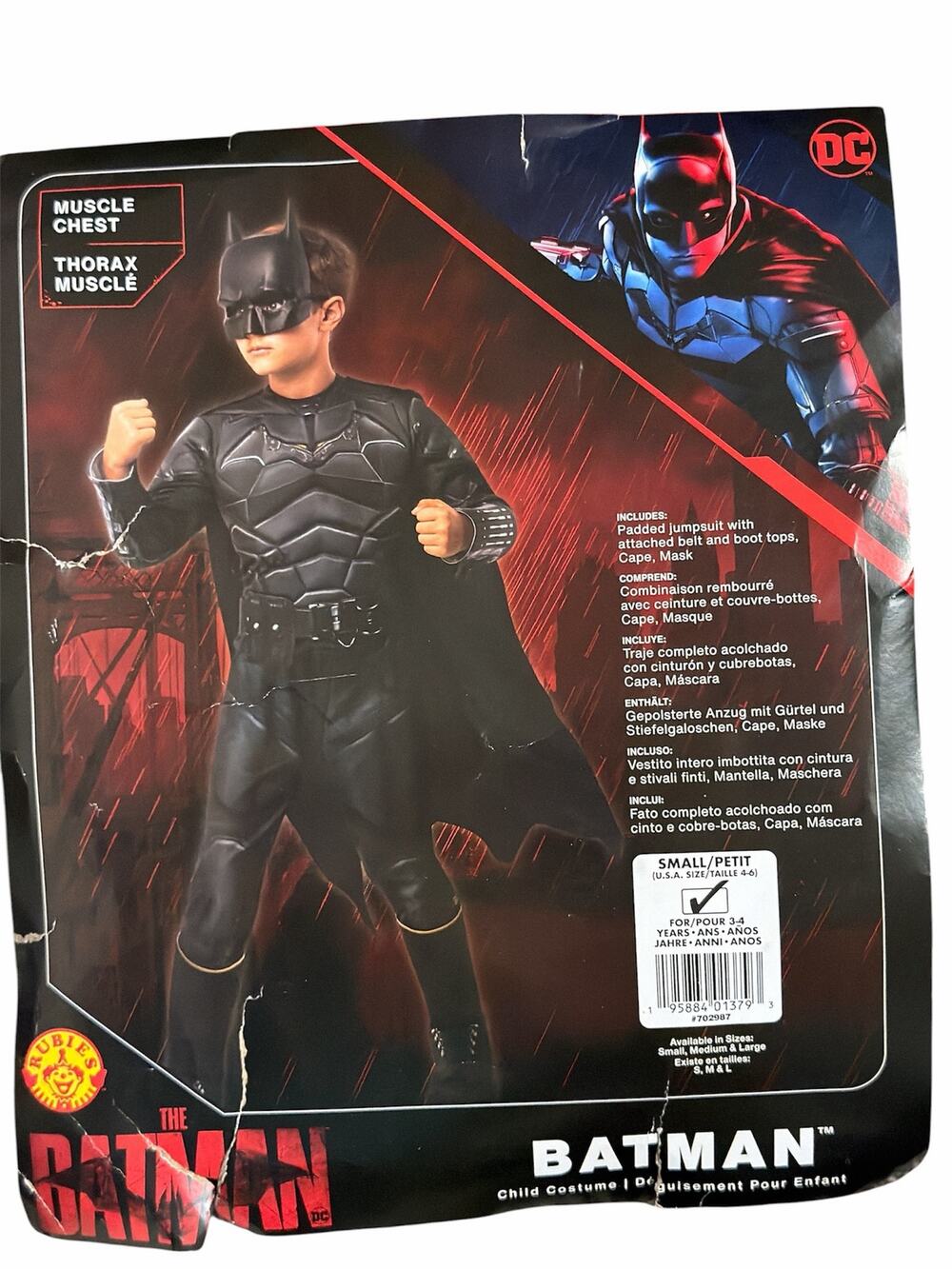 Batman Children’s Costume Halloween Pretend Play Size Small 3-4 years